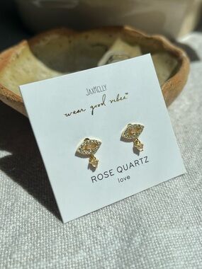 JaxKelly Rose Quartz Evil Eye Drop Earrings